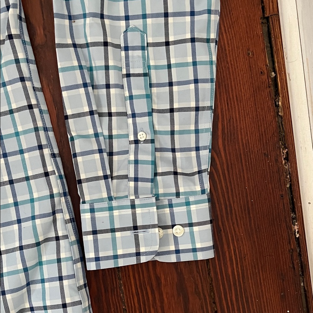 Lands' End Men's Plaid Shirt - Blue and White - Picture 3 of 6